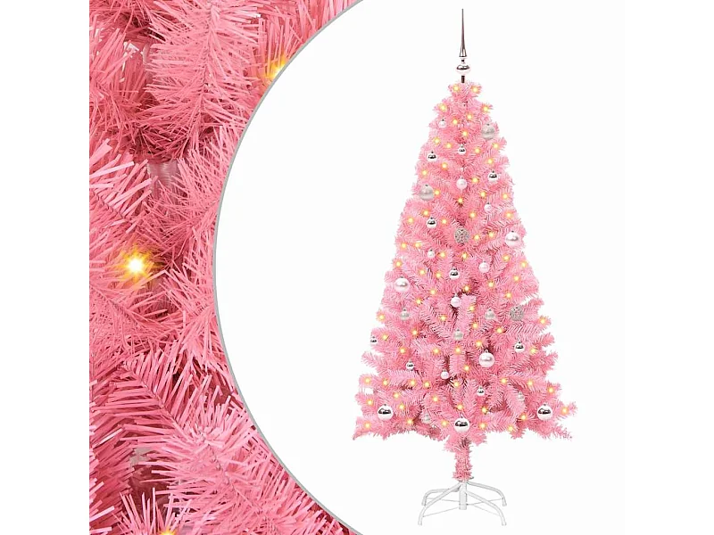 Sapin de Noël avec 150 LED avec support Rose 150 cm PVC