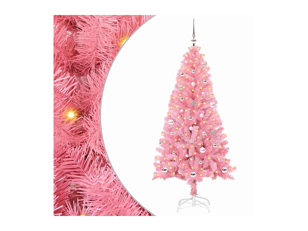 Sapin de Noël avec 150 LED avec support Rose 150 cm PVC