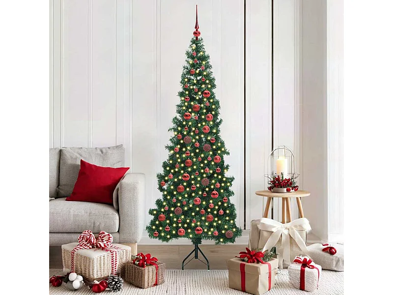 Arbre de Noël artificiel d'angle Vert 180 cm PVC et métal