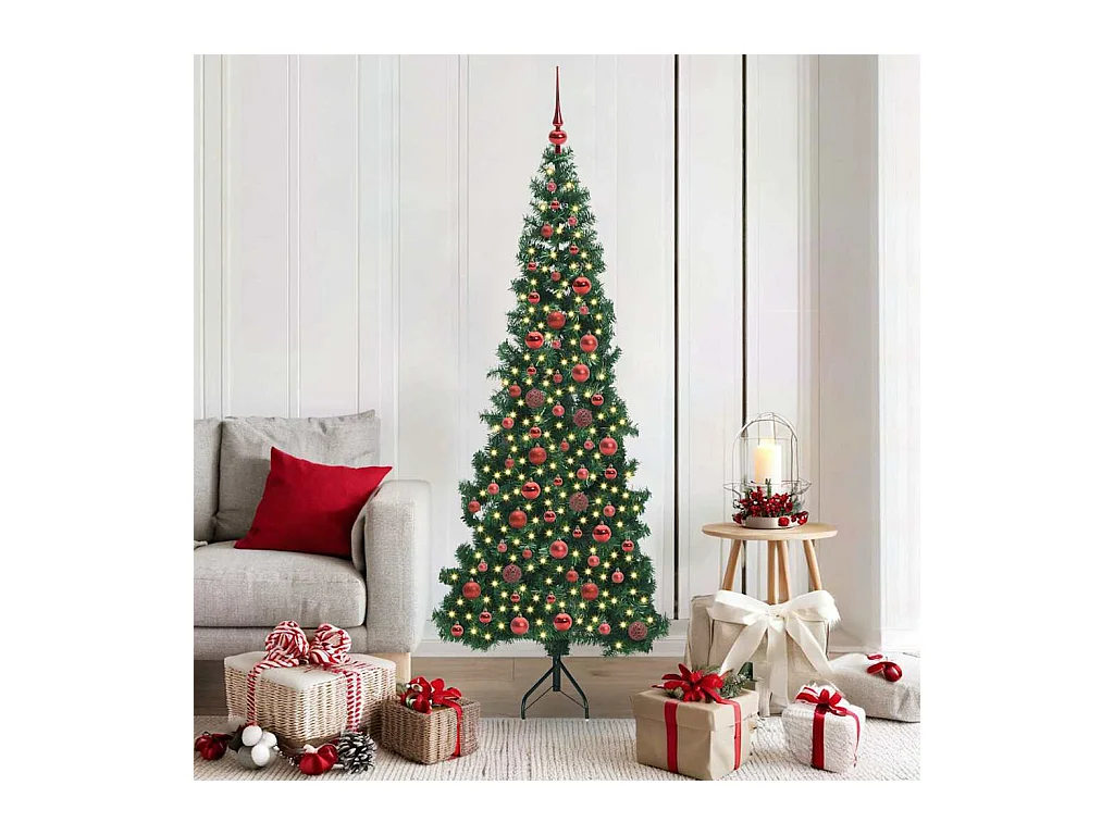 Árbol de Navidad Artificial de Esquina Verde 180 cm PVC y Metal