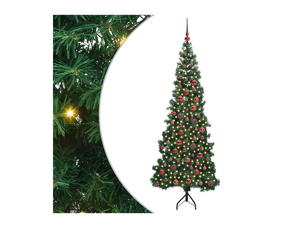 Árbol de Navidad Artificial de Esquina Verde 180 cm PVC y Metal