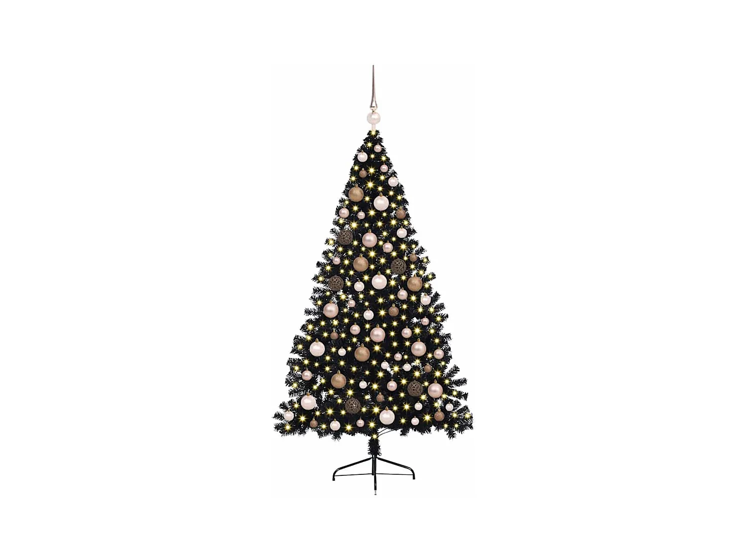 Sapin de Noël artificiel pré-éclairé Noir 180 cm PVC