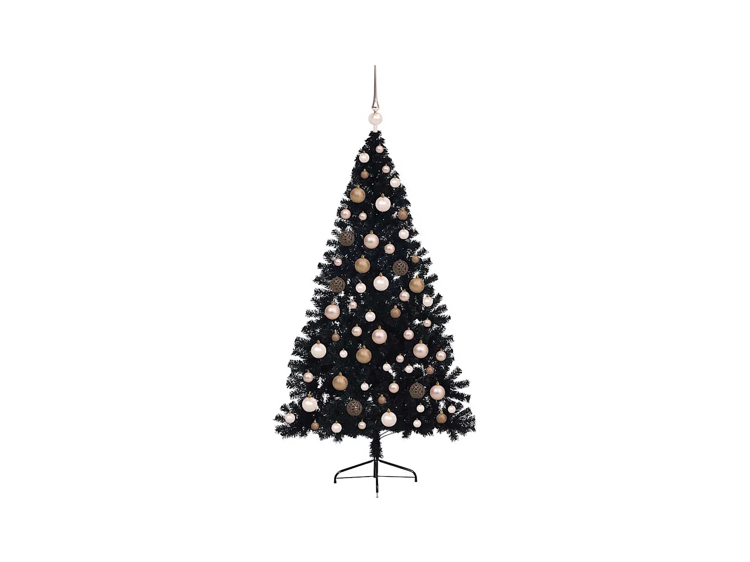 Sapin de Noël artificiel pré-éclairé Noir 180 cm PVC
