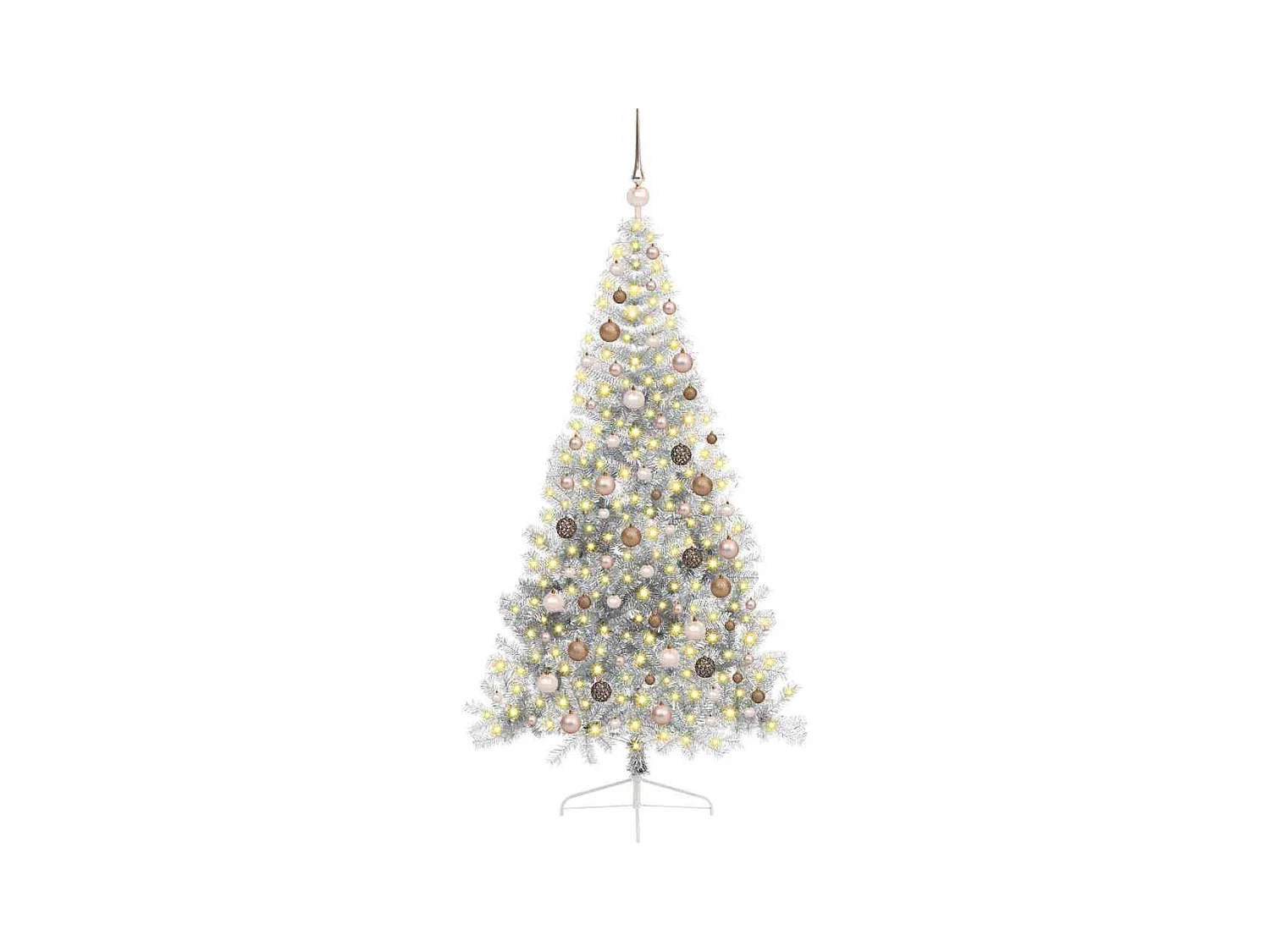 Sapin de Noël artificiel pré-éclairé Argent 210 cm PET