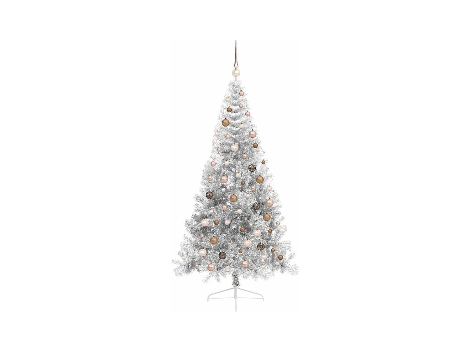 Sapin de Noël artificiel pré-éclairé Argent 210 cm PET