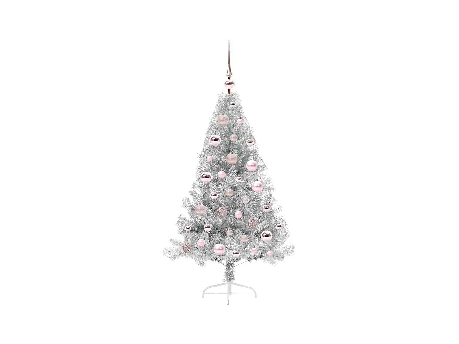Árbol de Navidad artificial pre-iluminado Plateado 120 cm PET