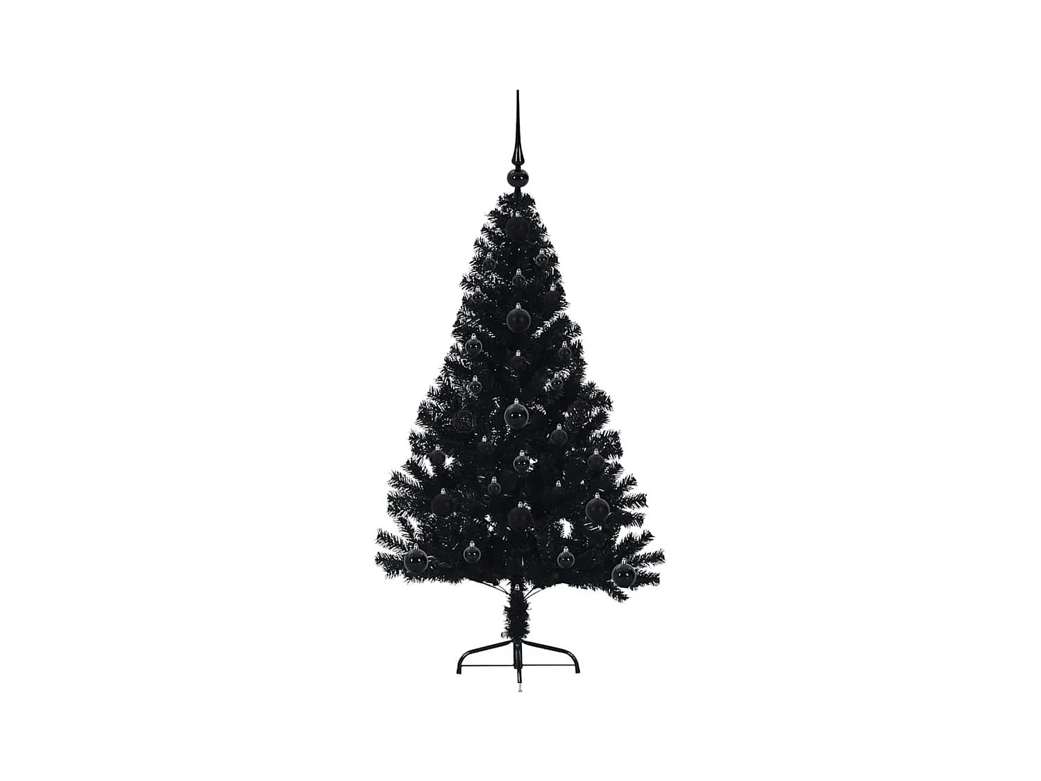 Árbol de Navidad Artificial Preiluminado Negro 120 cm PVC
