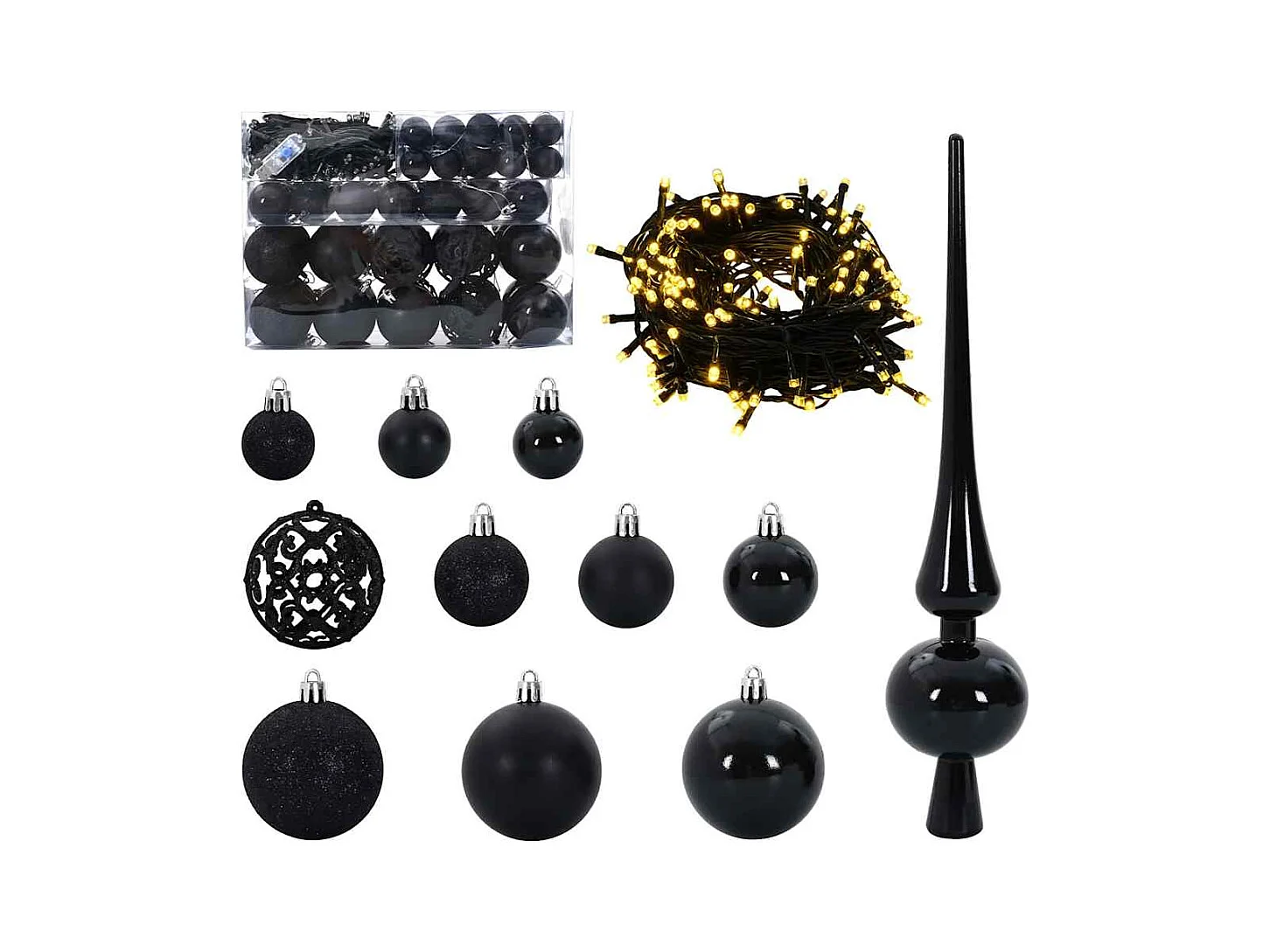 Árbol de Navidad Artificial Preiluminado Negro 120 cm PVC