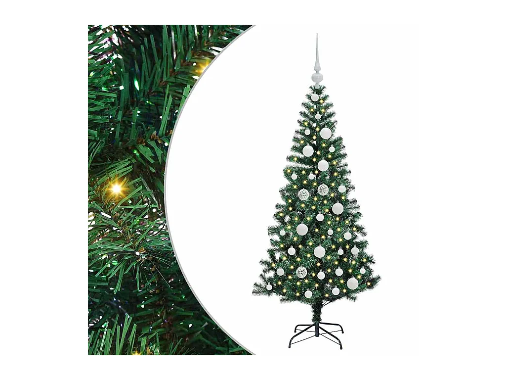 Sapin de Noël artificiel pré-éclairé Vert 120 cm PVC et métal