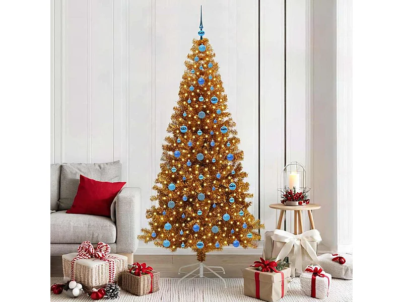 Árbol de Navidad con 300 LED con soporte Dorado 210 cm PET