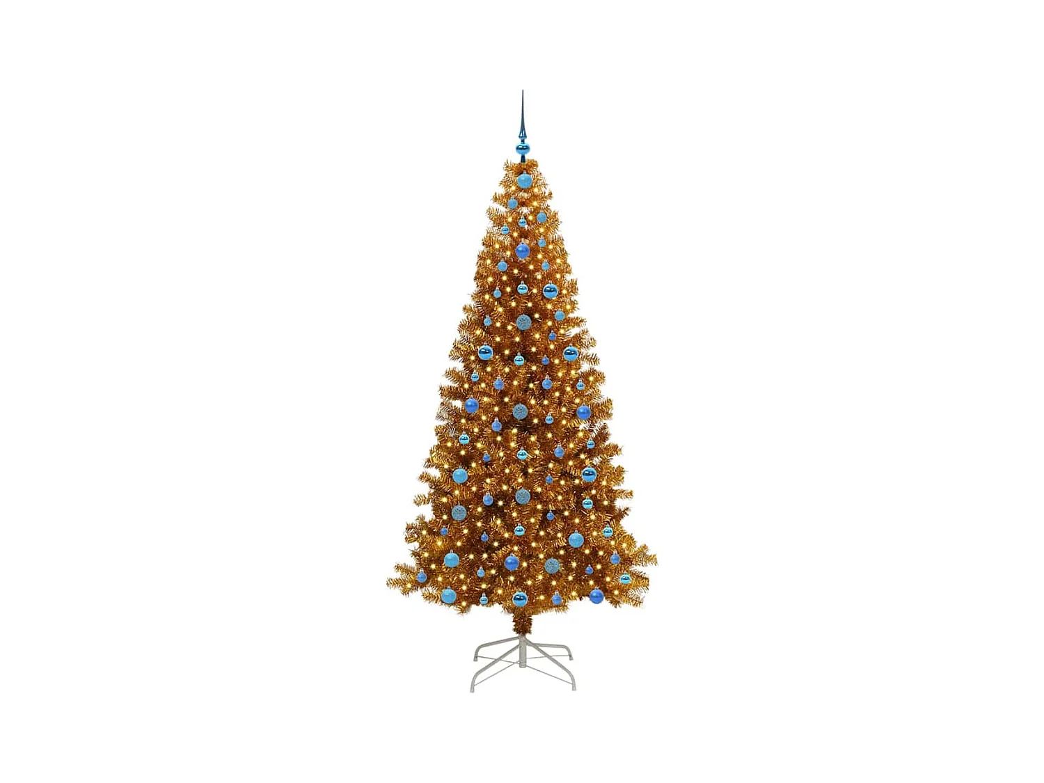 Árbol de Navidad con 300 LED con soporte Dorado 210 cm PET