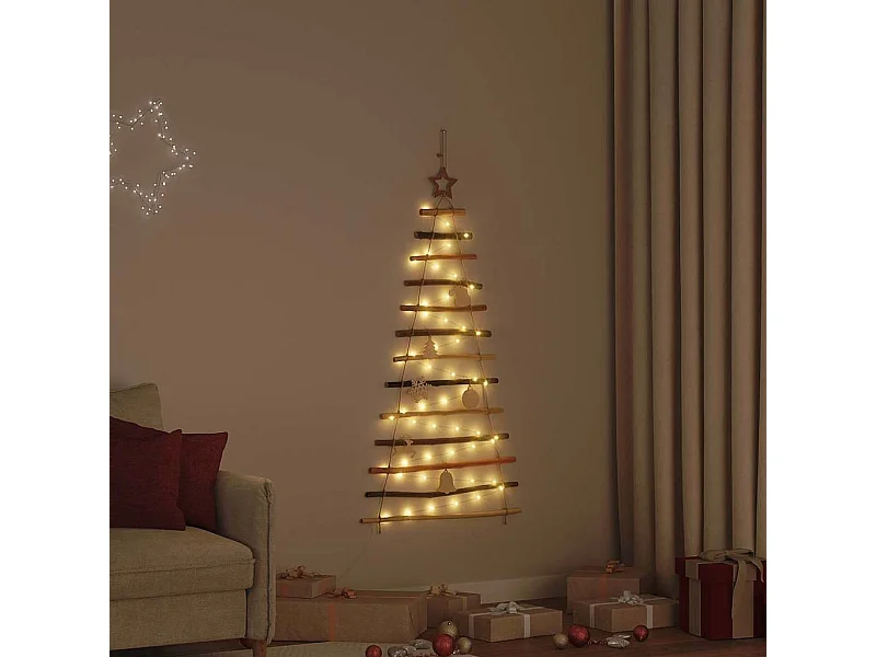 Árbol de Navidad Natural 120 cm madera maciza de fresno