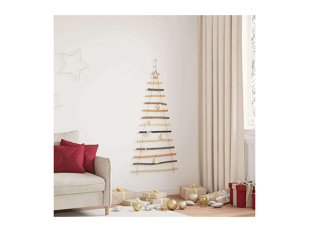 Árbol de Navidad Natural 120 cm madera maciza de fresno