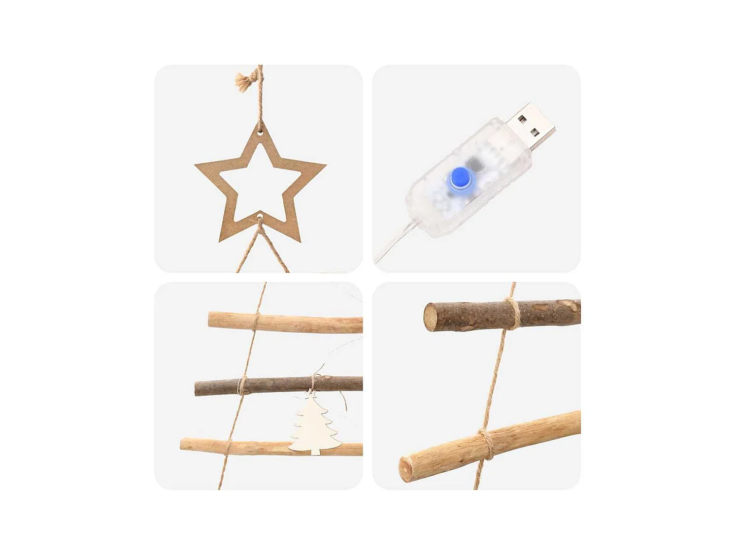 Árbol de Navidad Natural 120 cm madera maciza de fresno