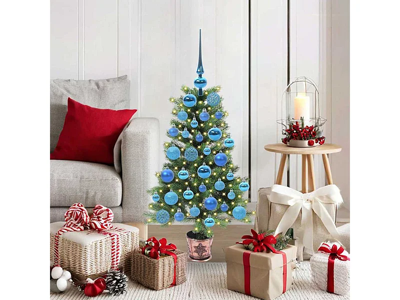 Árbol de Navidad con 150 LED con soporte Verde 90 cm PE