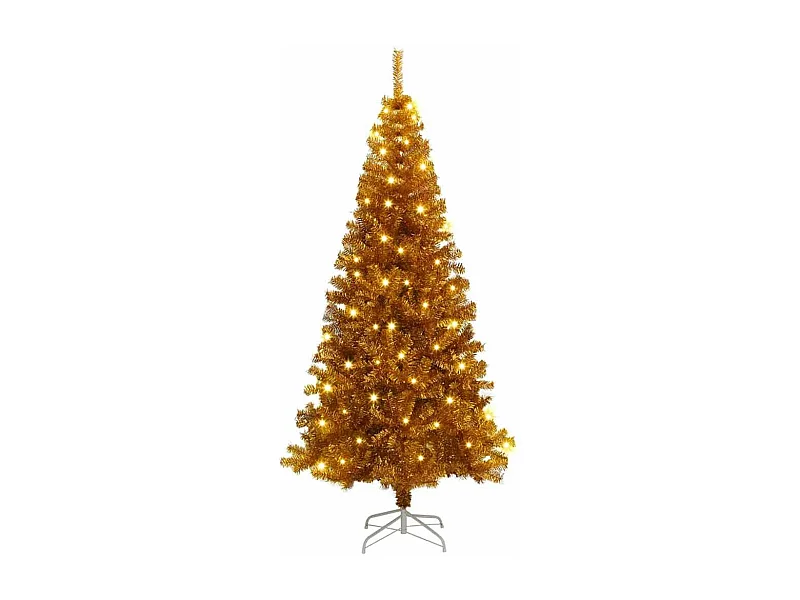 Sapin de Noël avec 300 LED avec support Doré 180 cm PET