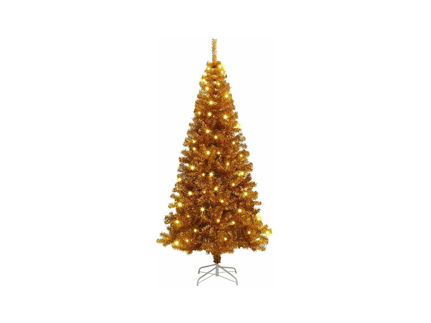 Sapin de Noël avec 300 LED avec support Doré 180 cm PET