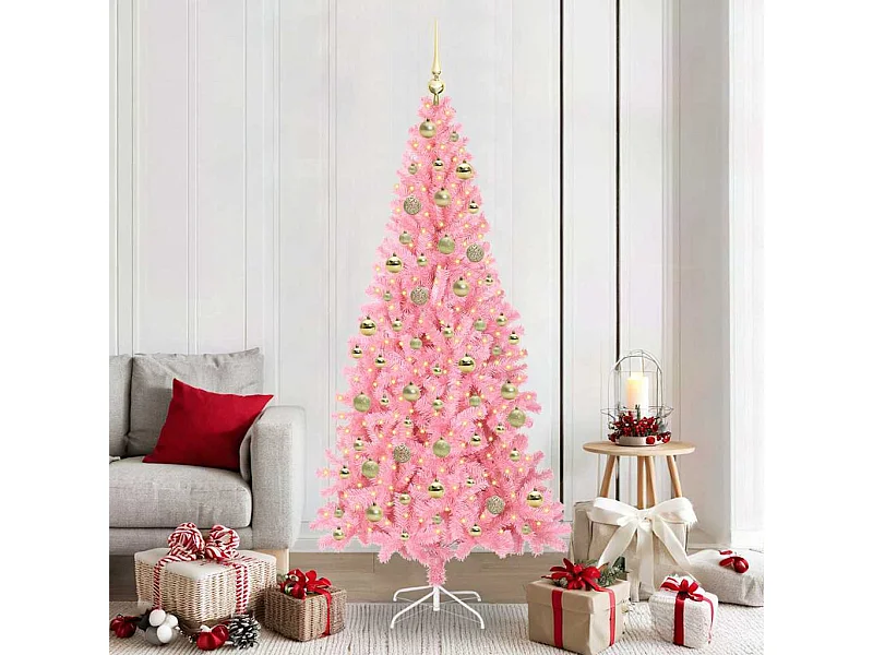 Kerstboom met 300 LED met standaard Roze 210 cm PVC
