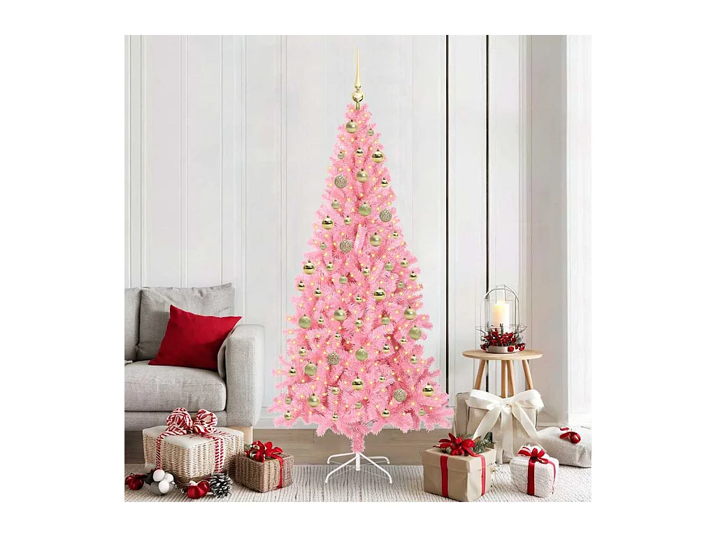 Kerstboom met 300 LED met standaard Roze 210 cm PVC