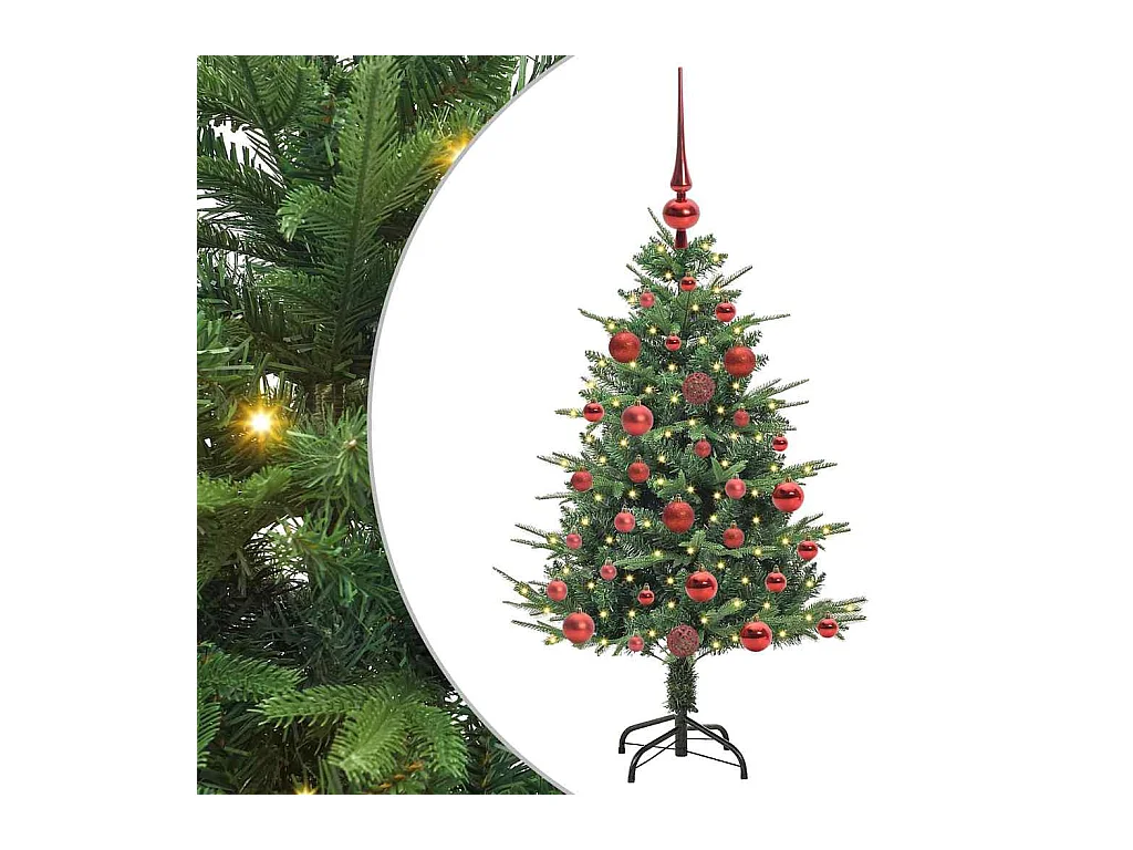 Sapin de Noël artificiel pré-éclairé avec set de boules Vert