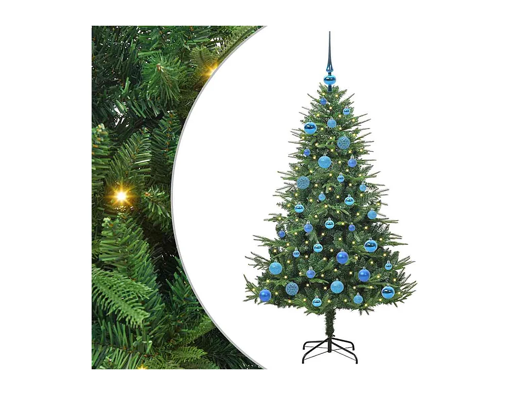 Sapin de Noël artificiel pré-éclairé avec set de boules Vert