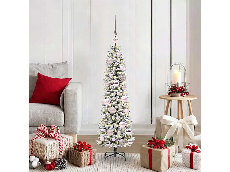 Kunstkerstboom Groen en wit 120 cm PVC en Metaal en Plastic