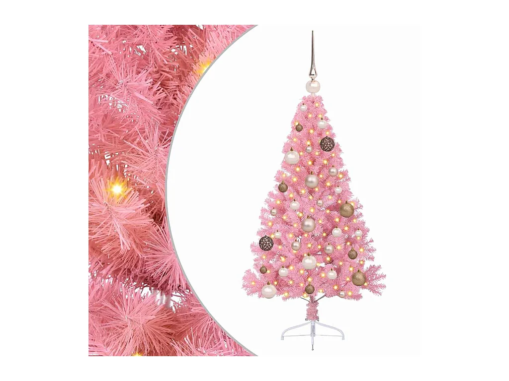 Sapin de Noël artificiel pré-éclairé Rose 120 cm PVC