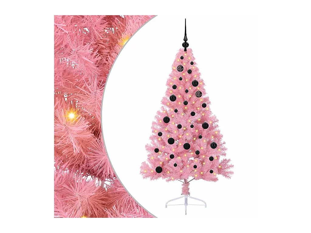Sapin de Noël artificiel pré-éclairé Rose 150 cm PVC