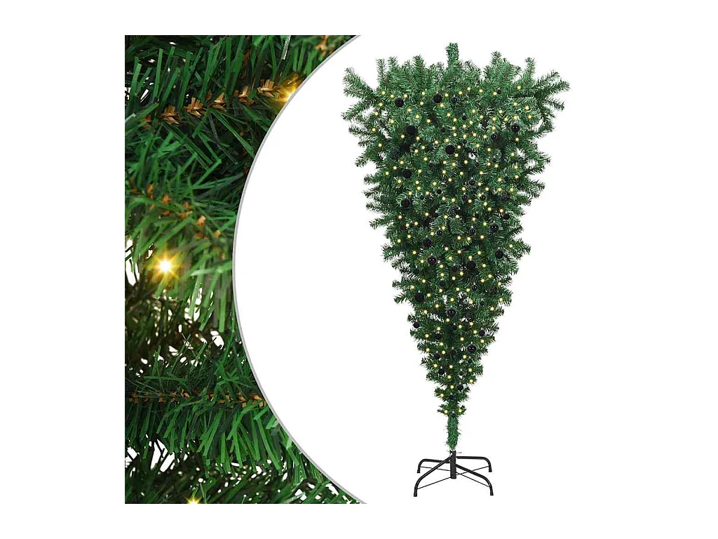 Arbre de Noël artificiel pré-éclairé inversé avec ensemble de boules