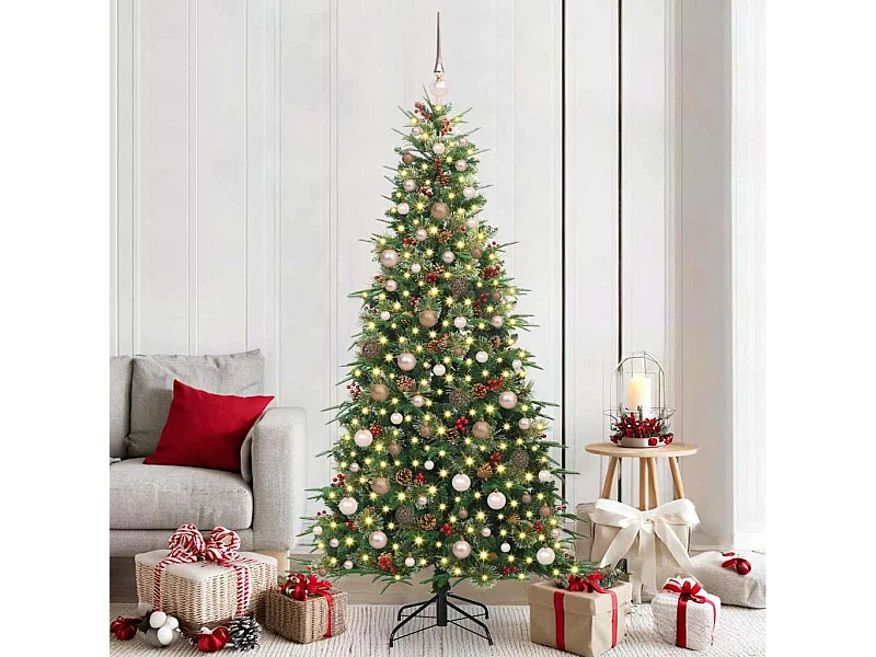 Kunstmatige Hinged Kerstboom met 300 LED Groen 210 cm PE en PVC