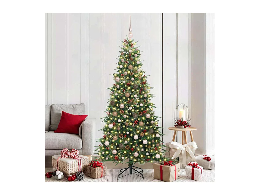 Kunstmatige Hinged Kerstboom met 300 LED Groen 210 cm PE en PVC