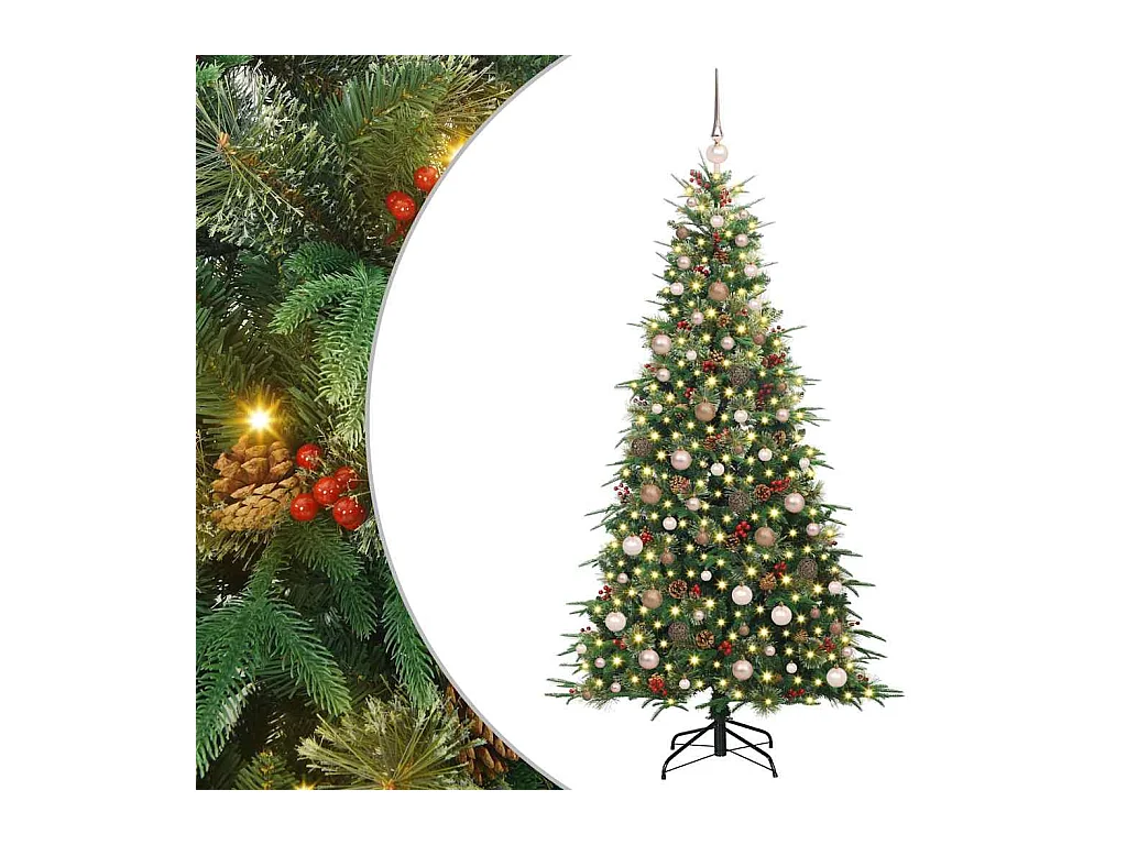 Kunstmatige Hinged Kerstboom met 300 LED Groen 210 cm PE en PVC