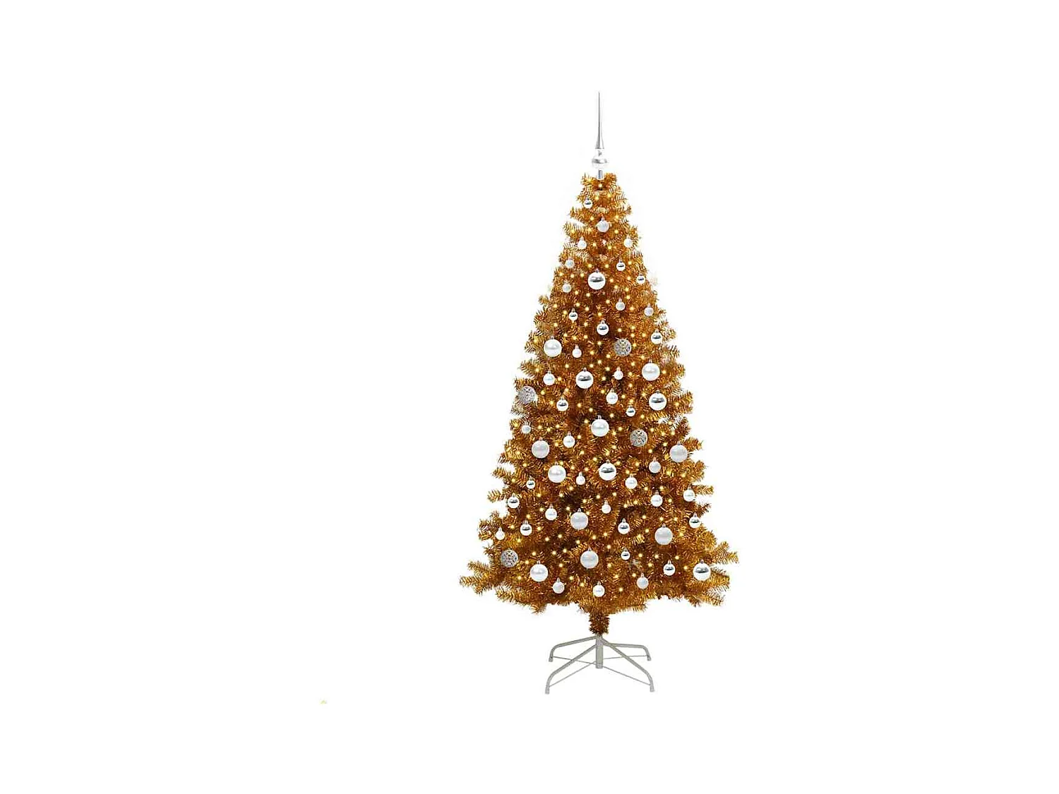 Sapin de Noël avec 300 LED avec support Doré 180 cm PET