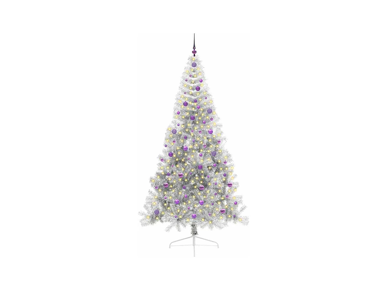Árbol de Navidad Artificial Preiluminado Plateado 240 cm PET