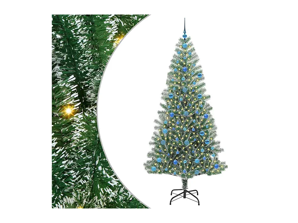 Árbol de Navidad Artificial Nevado con Luz LED Verde y 210 cm