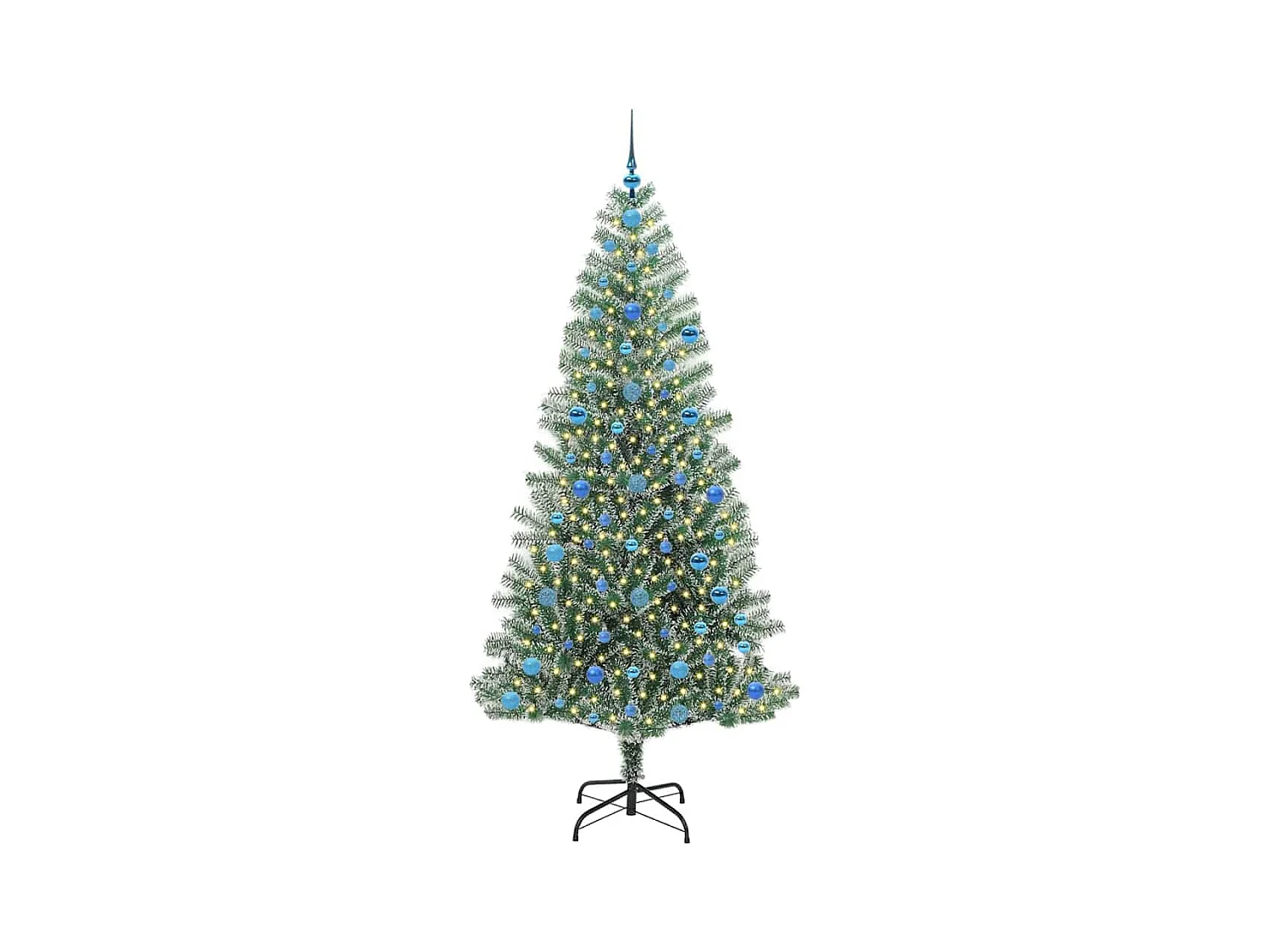 Árbol de Navidad Artificial Nevado con Luz LED Verde y 210 cm