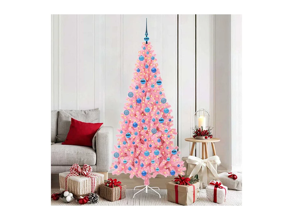 Árbol de Navidad con 300 LED con soporte Rosa 180 cm PVC