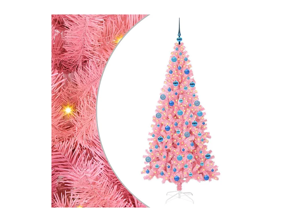 Árbol de Navidad con 300 LED con soporte Rosa 180 cm PVC