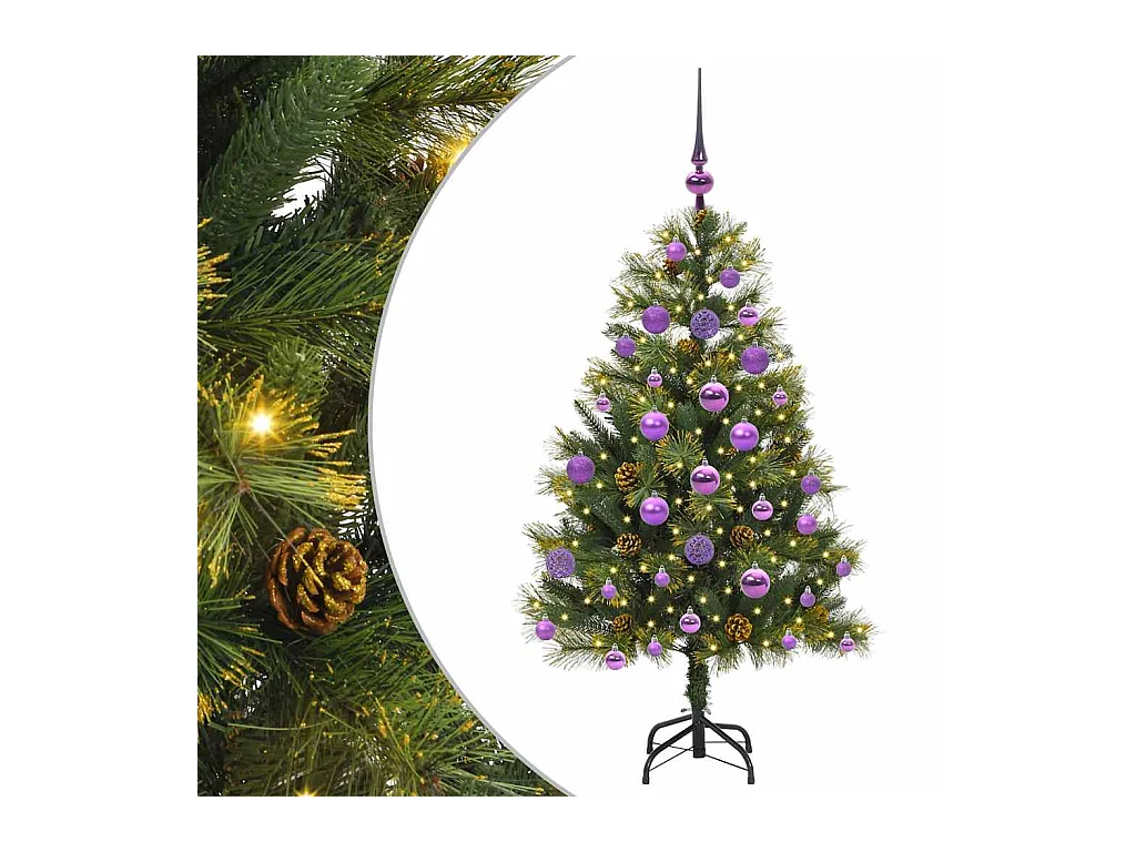 Sapin de Noël artificiel avec branches pliables et cônes 120 cm