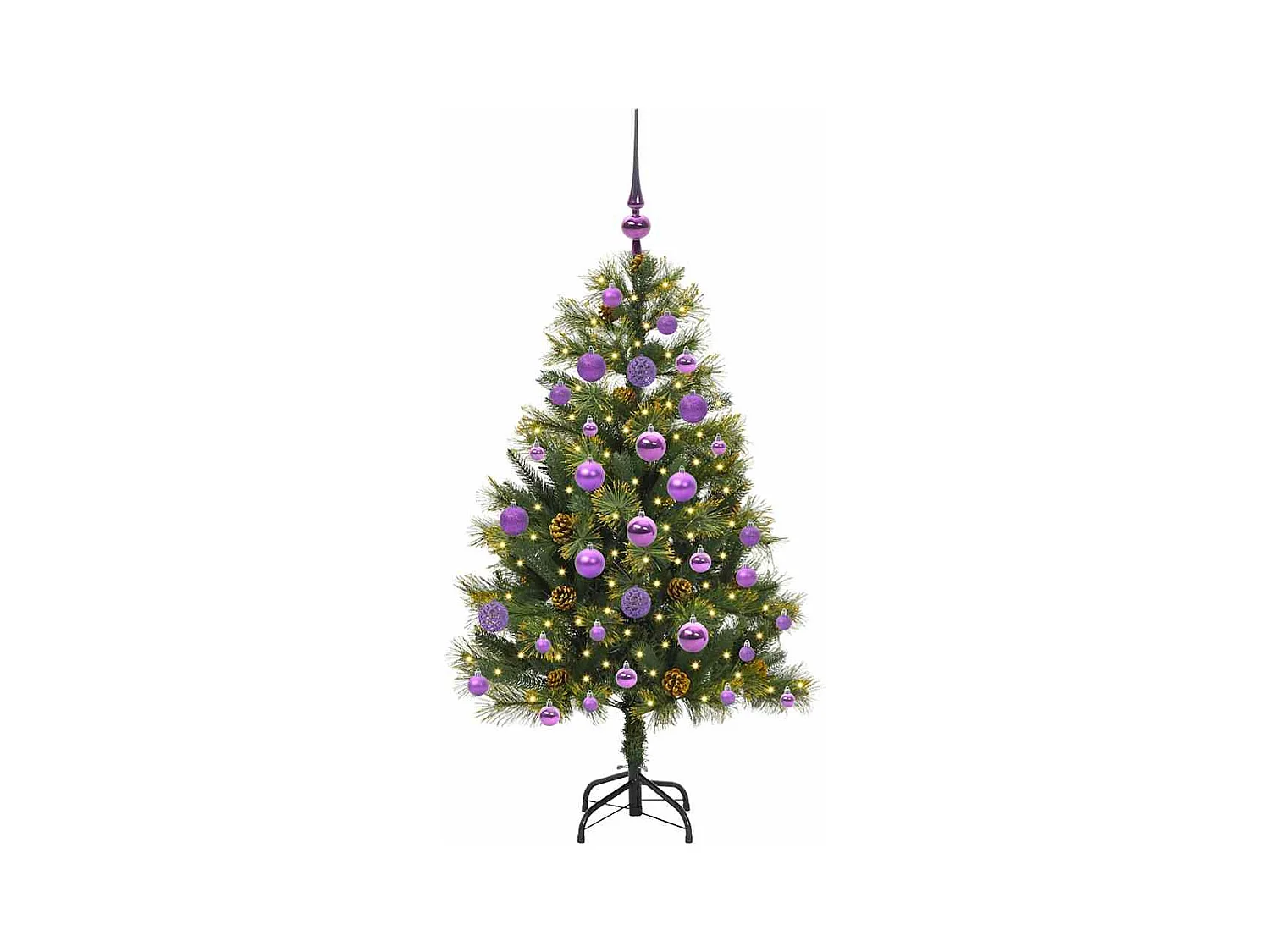 Sapin de Noël artificiel avec branches pliables et cônes 120 cm