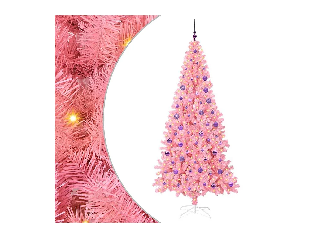 Sapin de Noël avec 300 LED avec support Rose 180 cm PVC