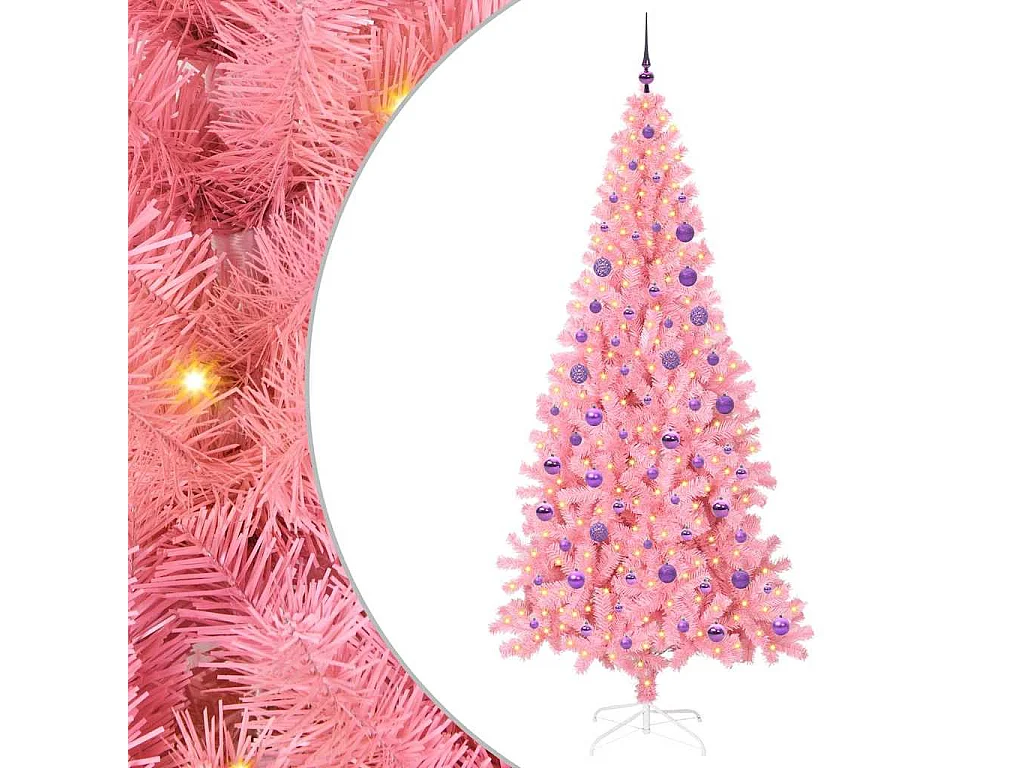 Sapin de Noël avec 300 LED avec support Rose 180 cm PVC