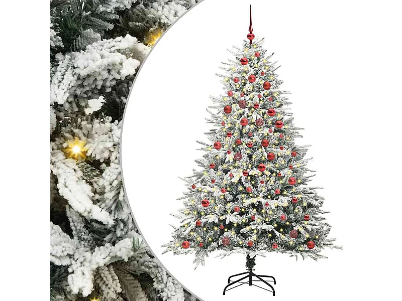 Sapin de Noël artificiel pré-éclairé avec set de boules Vert