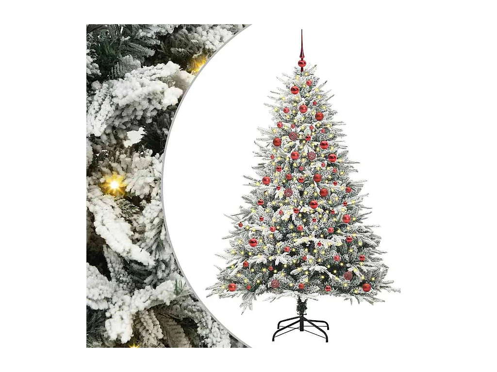 Sapin de Noël artificiel pré-éclairé avec set de boules Vert