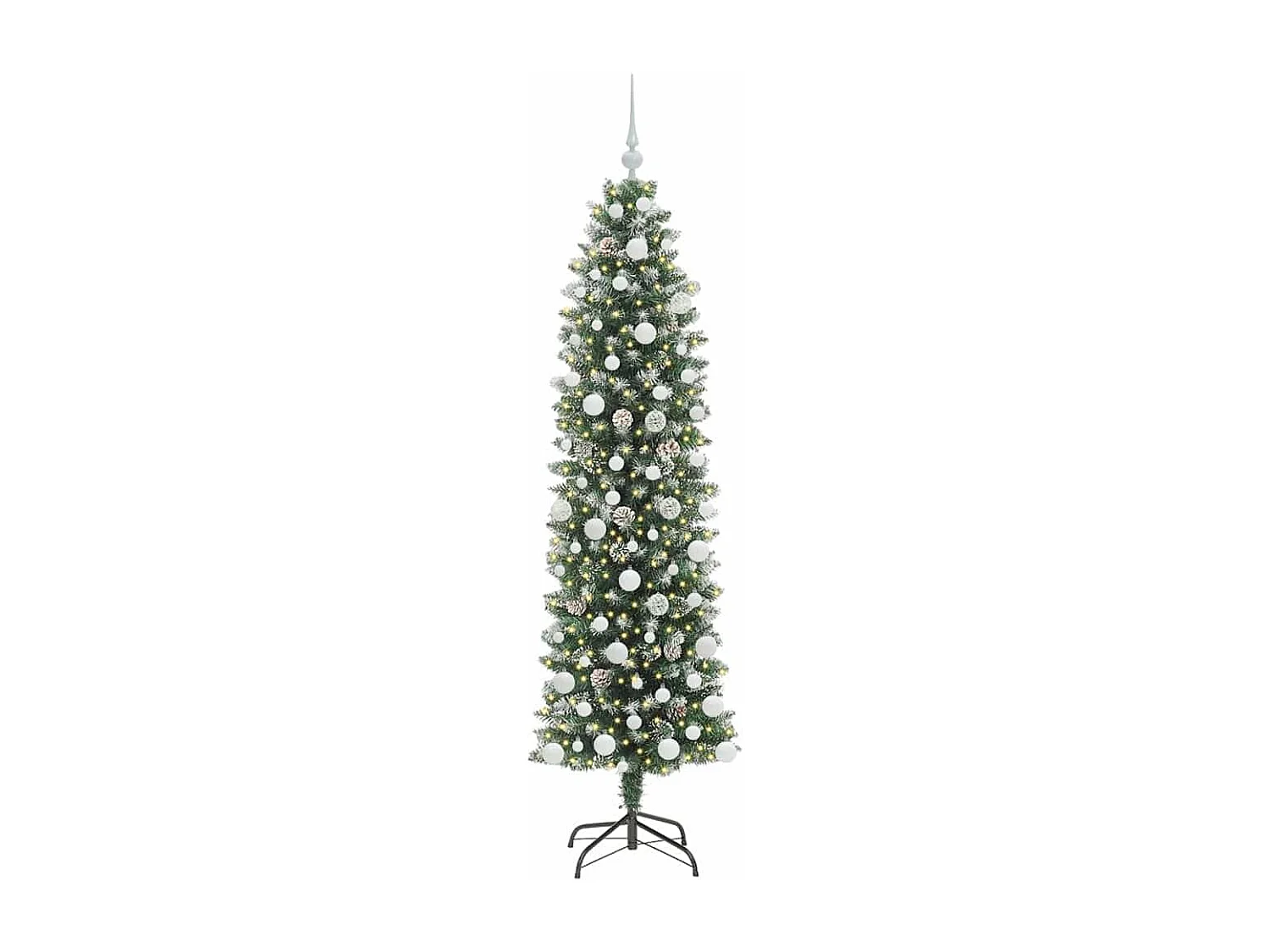 Arbre de Noël artificiel slim avec 300 LED Vert et blanc 180 cm
