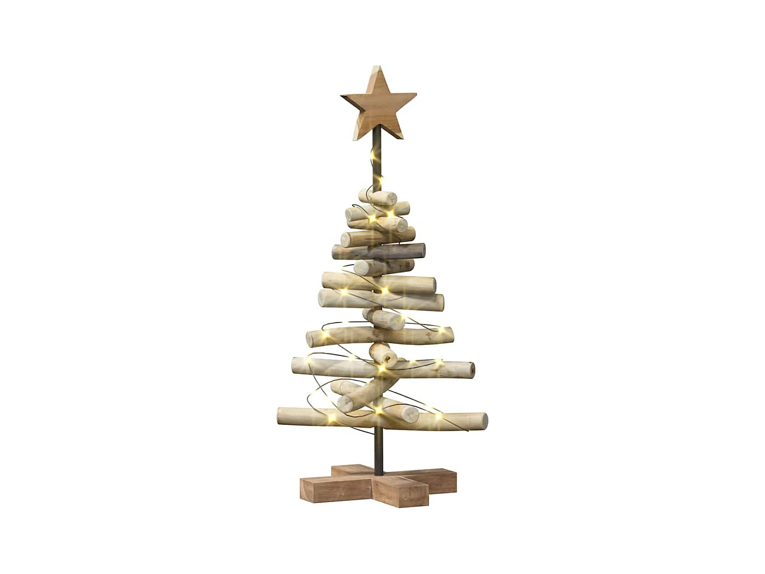 Sapin de Noël avec support Marron 60 cm Bois de teck solide