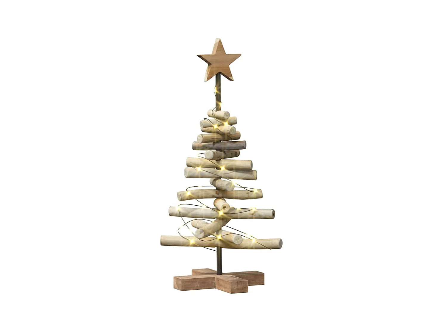 Sapin de Noël avec support Marron 60 cm Bois de teck solide