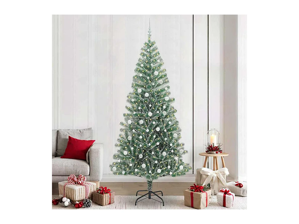 Árbol de Navidad Artificial Nevado con Luz LED Verde y 240 cm