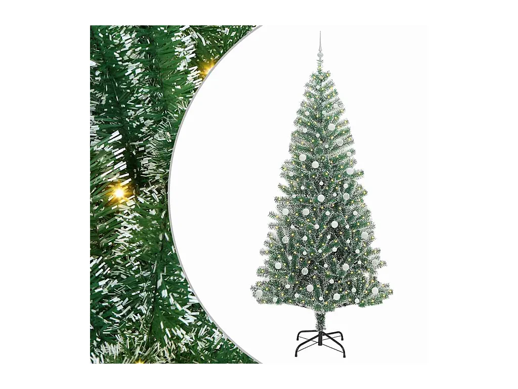 Árbol de Navidad Artificial Nevado con Luz LED Verde y 240 cm