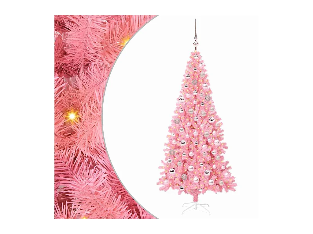 Sapin de Noël avec 300 LED avec support Rose 180 cm PVC